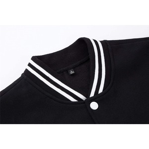 <b>Men's</b> Black <b>White</b> Regular Fit Turn-down Collar Button Closure Casual Style Fleece Material Varsity <b>Jacket</b> Available For Sale - Product Image 3