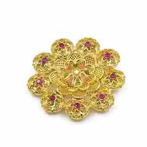 Wholesale 14K18K24K Micron Gold Plated Forming Saree <b>Pin</b> Fashion <b>Brooches</b> Traditional Dubai Style Bridal <b>Brooches</b> or Saree <b>Pins</b> - Product Image 1
