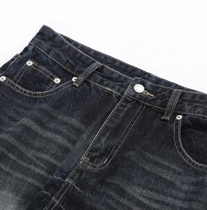Jeans en denim pour hommes, en coton, de haute qualité, délavé effet usé, coupe skinny, bootcut, évasée, style streetwear, avec logo personnalisé, vente en gros - Product Image 4
