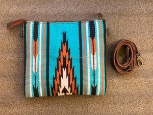 Bolso de Mano con Flecos para Mujer, Bolsa Elegante de Tela Azteca Bohemia, Jacquard, Color Azul, Novedad - Product Image 4