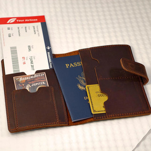 Genuine Leather Passport Holder Travel <b>Wallet</b> Slim <b>Document</b> Organizer Multiple Card Compartments Custom Logo Wholesale price - Product Image 5