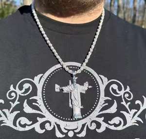 Colgantes y Amuletos de Joyería Fina con Moissanita de Cristo Redentor, Plata Sólida 925 con Acabado en Rodio, Hecho en Brasil, PASA EL PRUEBACUADROS DEL Diamante - Product Image 3