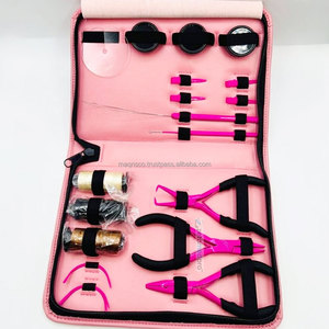 Hot Pink Hair Extension Tools Kit Micro Link and Removal <b>Plier</b> <b>Set</b> Professional Stainless Steel Beads Threads & Heat Protector - Product Image 1
