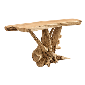 Mesa Consola ARTERRA de Lujo Ecológica Hecha a Mano de Madera Maciza Rústica de Raíz de Teca con Borde Natural, Moderna, Orgánica, Duradera y Fácil de Instalar para Sala de Estar - Product Image 2