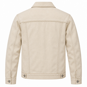 Nouvelle veste en jean unie pour homme, coupe ajustée, col rabattu, boutonnée, en coton, style camionneur, automne/hiver - Product Image 4