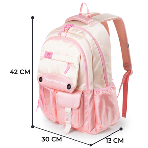 Pink Student <b>Backpack</b> for Girls with Multiple Pockets and Arcuate Shoulder Strap 15 Inches Softback Daypack - Product Image 2