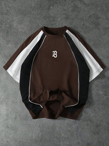Chemise décontractée à manches courtes pour homme, couleur marron, avec logo blanc sur le devant, pour l'été - Product Image 1