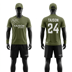 Maillot de tennis en polyester et élasthanne 180 GSM de qualité supérieure, vert olive, avec panneau graphique, sublimation, impression personnalisée du nom et du numéro - Product Image 1