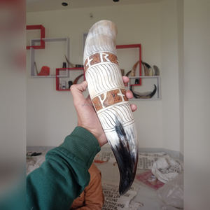 Funda de cuero de cabra con recipiente para beber de cuerno de buey 100% auténtico de primera calidad, gran capacidad, auténtico recipiente para beber de cuerno de búfalo, ideal, nuevo. - Product Image 4