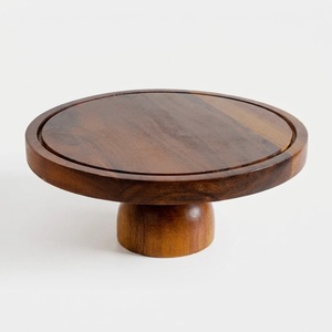 Support à gâteau en bois moderne, plateau de service rond en bois, plateau élégant pour la présentation de desserts et de fruits pour les mariages et les fêtes - Product Image 2