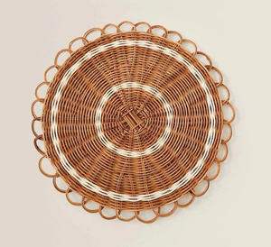 Exquisito Plato de Ratán con Borde Enlazado, Mantel Individual Natural Trenzado a Mano para Comidas Elegantes - Product Image 1