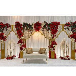 ซุ้มโค้งโลหะตัดด้วยเลเซอร์ระดับพรีเมียมสำหรับตกแต่งเวทีงานแต่งงาน ฉากหลังหรูหราสำหรับจัดงานแต่งงาน ชุดโซฟาดีไซน์เนอร์ แผงฉากหลัง ผลิตในสหรัฐอเมริกา - Product Image 1