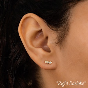 Solid 14K Gold Lab Grown Diamond Trio Bezel Set Stud <b>Earrings</b> for Women-Wedding Anniversary Party Elegant Jewelry - Product Image 6