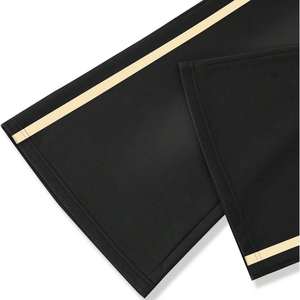 Pantalon de jogging ample noir pour homme avec logo personnalisé, style Y2K streetwear, patch étoile, rayures latérales crème, coupe large, style urbain - Product Image 6