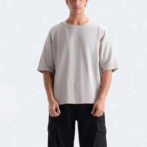 เสื้อยืดผู้ชายทรงหลวมโอเวอร์ไซส์ ผ้าฝ้าย ไหล่ตก สไตล์ลำลอง สตรีทแวร์ เรียบง่าย ปรับแต่งได้ ผู้จำหน่ายเสื้อยืด - Product Image 1