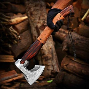 Hacha Vikinga Personalizada con Logotipo, Hecha a Mano por BA Enterprises, para Campismo al Aire Libre, Hacha Táctica de Acero Inoxidable con Mango de Madera y Hoja Larga - Product Image 5