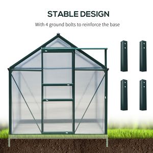 Serra da Giardino Tradizionale 6FT X 8FT X 7FT con Telaio in Alluminio Rinforzato, Grondaia e Porta di Ventilazione - Product Image 6