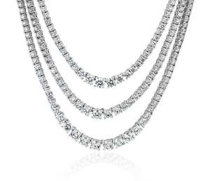 Diamante de Laboratorio con Triple Hilera Graduada en Platino, Chapado en Platino, Fabricante Internacional de Joyería al por Mayor y al Detal - Product Image 1