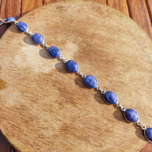 Boho Style Lapis Lazuli Silver Plated Beaded Adjustable <b>Bracelet</b> Natural Blue Gemstone Healing <b>Crystal</b> Jewelry for Wedding - Product Image 3