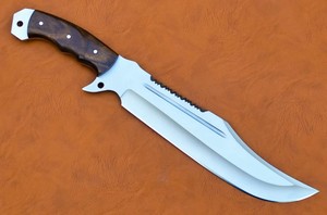 Couteau Bowie DIY OEM fait main de 18 pouces avec lame en acier carbone noir et manche en corne, avec étui en cuir - Product Image 3