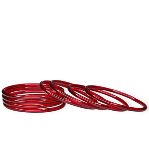 Classic Kashmiri Red Plain Jelly <b>Glass</b> <b>Bangles</b> Set for Women Wedding Daily Wear Stackable Lightweight Elegant Jewellery - Product Image 1