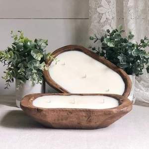 Porte-bougie en bois finition naturelle, 4 emplacements pour bougies, résistant à la chaleur, décoration d'intérieur - Product Image 3