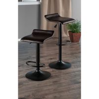 Ensemble de 2 tabourets de bar Paris, siège pivotant réglable en cuir PU, base en métal noir, mobilier commercial moderne et contemporain pour l'extérieur