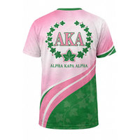 T-shirt à manches courtes Alpha rose vert, col rond, coupe classique avec motif lettres, t-shirt décontracté en tricot pour homme