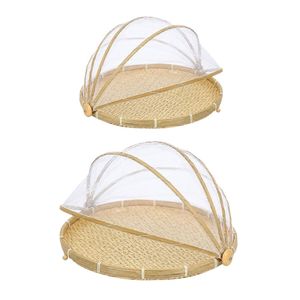 Plateau en bambou avec couvercle en maille anti-insectes pour sécher les aliments, les fruits, les légumes et les herbes - Product Image 1