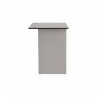 Bureau de direction moderne en panneau stratifié avec meuble de rangement à trois tiroirs et serrure de sécurité, finition grise, compatible ordinateur portable, pour bureau à domicile