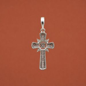 Iced Out S925 <b>Silver</b> Round Cut Moissanite Diamond Hip Hop Religious <b>Cross</b> Pendant <b>Necklace</b> Charm for <b>Men</b> - Product Image 4