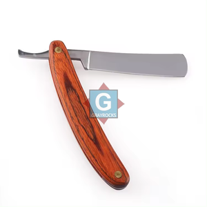 Navaja de Afeitar de Acero Inoxidable OEM con Mango de Madera para Barbería y Peluquería - Product Image 1
