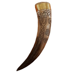 Corne à boire viking en corne de buffle avec sangle en cuir, authentique, de haute qualité, polie, au prix le plus bas - Product Image 3