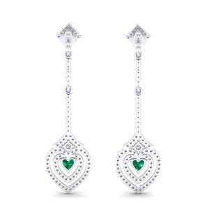 REYES Sparking 925 Sterling <b>Silver</b> Moissanite Wedding Party Wear <b>Earrings</b> For Women Heart Shape Emerald Gemstone <b>Drop</b> Jewelry - Product Image 4