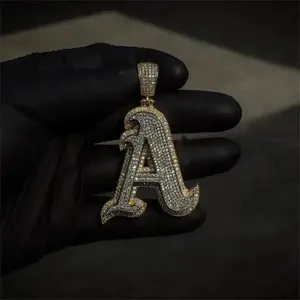 Colgante de Letra Inicial con Moissanita para Mujer, Joyería Hip Hop, Plata de Ley 925, Chapado en Oro, Regalo - Product Image 5