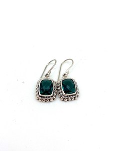 Boucles d'oreilles vintage en argent sterling et quartz vert, faites à la main, élégantes, bijoux pour femmes, pour mariage, fête, cadeau - Product Image 3