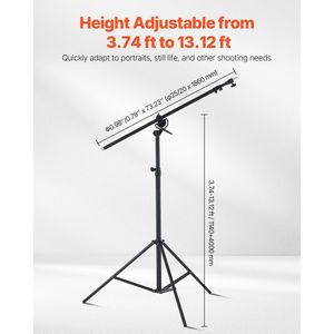 Supporto per luci in alluminio con cuscino d'aria, 390 cm (12,8 piedi) regolabile, braccio a perno per fotografia, sacco di sabbia, carico massimo 5 kg per live streaming - Product Image 3