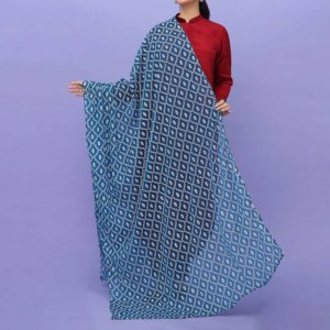 Mousseline de soie sérigraphiée bleue Dupatta PD5001 pour accessoire de robes de cocktail élégantes pour femmes - Product Image 1