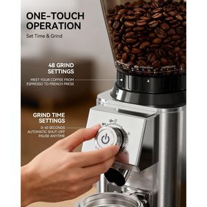 Macinacaffè Manuale per Uso Domestico con 48 Impostazioni di Macinatura Precise, Macinino per Chicchi con Imbuto Antistatico Rimovibile e Supporto - Product Image 3