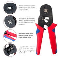 Pince à sertir tubulaire auto-ajustable 6-4A pour cosses de câble, embouts de câble et gaine de protection – Kit d'outils de sertissage