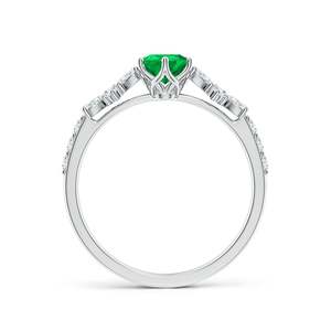 Bague de fiançailles en or massif 14 carats avec pierre latérale en émeraude en forme de poire et accents faits main, bijoux fins personnalisés pour mariage et fiançailles - Product Image 3