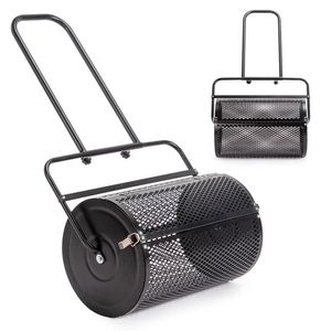 24-Inch Powder Coated Steel Mesh Basket Topdreh Compost Spreader for Lawn Garden Peat Moss Roller Double Fertilizer Spreader - Product Image 2