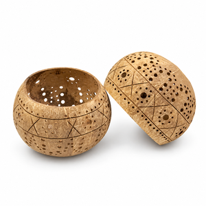 Tazón de Cáscara de Coco Tallado a Mano, Diseño Bohemio, Ecológico, Apto para Lavavajillas, Decorativo, para Regalo - Product Image 1