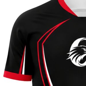 เสื้อฟุตบอลสีดำและสีแดง ดีไซน์ทันสมัย สำหรับสโมสรฟุตบอล ใช้สำหรับการฝึกซ้อมและการแข่งขัน - Product Image 3