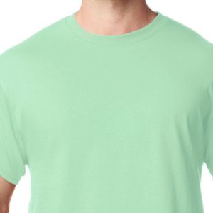 T-shirt classique vert menthe pour homme, col rond, manches courtes, en coton uni, coupe régulière, décontracté, basique, personnalisable avec logo, vente en gros, usage quotidien - Product Image 3