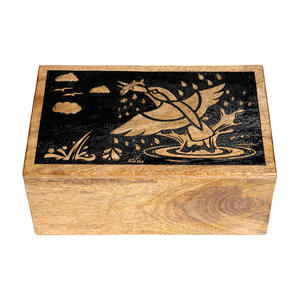Indian Manufacturer Exporter of Wooden Engraved Mango Wood Urns with Lid Bird Cremation Urn Box Funeral Urns <b>for</b> Human <b>Ashes</b> Use - Product Image 1