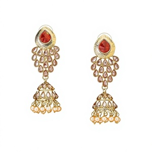trendy jhumki with mehndi plated 8707 Orange - Product Image 1