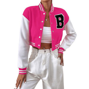 Chaqueta Varsity Corta al por Mayor con Logotipo Personalizado, Chaqueta Bomber Varsity Corta para Mujer - Product Image 2