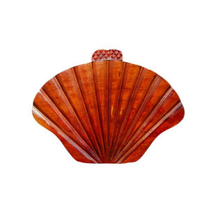 Luxury Fan Shape Wooden Clutch Handbag Designer Evening <b>Party</b> Wedding Hard Case Statement <b>Bag</b> <b>for</b> Women - Product Image 1