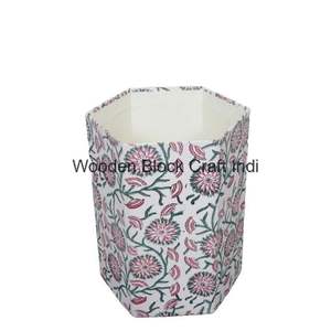 ถังขยะตกแต่งบ้านสำหรับห้องทำงาน ลายพิมพ์ทำมือ ถังขยะพิมพ์ลายตกแต่งทำมือ ขายส่ง - Product Image 1